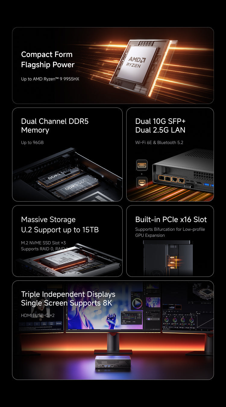 MINISFORUM MS-A2 Workstation | AMD Ryzen 9 9955HX | PCIe x16
